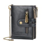 Cartera corta Baellerry con doble cremallera y tres pliegues para hombre, Baellerry Black