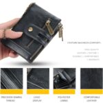 Cartera corta Baellerry con doble cremallera y tres pliegues para hombre, Baellerry Brown - Imagen 5
