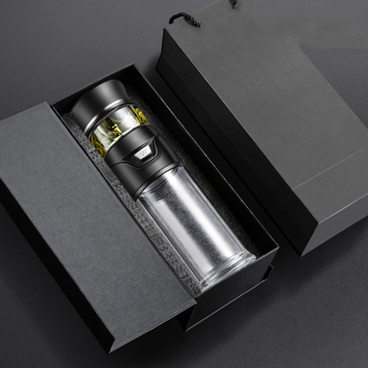 TBD0602143207.jpg 101-500ML Taza de aislamiento Taza de té de separación de agua de té, estilo:, Glass Black+Gift Box - Imagen 1