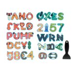 Pegatina antideslizante de PEVA, pegatina antideslizante de dibujos animados para bañera de baño, 26 Letters+10 Numbers