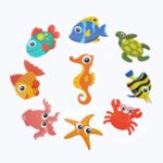 Pegatina antideslizante de PEVA, pegatina antideslizante de dibujos animados para bañera de baño, 9 Sea Creatures