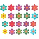 Pegatina antideslizante de PEVA, pegatina antideslizante de dibujos animados para bañera de baño, 10 Big +10 Small Flowers
