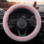 Funda para volante de felpa gruesa de asta, estilo:, O Type (Pink)