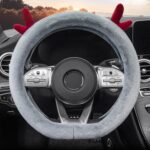 Funda para volante de felpa gruesa de asta, estilo:, D Type (Gray)