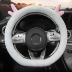 Funda para volante de felpa gruesa de asta, estilo:, D Type (White)