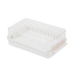 Caja de almacenamiento de corte de mantequilla transparente de gran capacidad de 2 piezas, Butter Cutter Box (White)