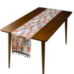 Camino de mesa con borlas de poliéster y chenilla para el hogar, 33x160cm
