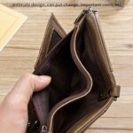 BULL CAPTAIN Cartera de cuero con tres pliegues y cremallera para hombre, Black - Imagen 4