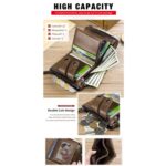 BULL CAPTAIN Cartera de cuero con tres pliegues y cremallera para hombre, Brown - Imagen 6