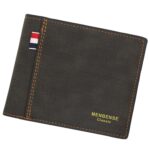 MenBense Frosted PU corto de gran capacidad moda Retro tres pliegues bolsa hombres cartera, Negro, Navy, Marrón oscuro, Light-Light