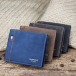 MenBense Frosted PU corto de gran capacidad moda Retro tres pliegues bolsa hombres cartera, Negro, Navy, Marrón oscuro, Light-Light - Imagen 2