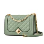 6382 Bolso con cadena de rombos diagonales de un solo hombro, 6382 (Light Green)