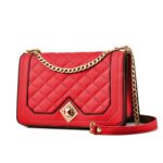 6382 Bolso con cadena de rombos diagonales de un solo hombro, 6382 (Dark Red)