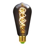 Lámpara retro de bombilla LED de luz cálida gris humo galvanoplastia, ST64