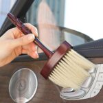 Cepillo para polvo con mango alargador de madera para ventilación de coche, decoración interior, cepillo suave