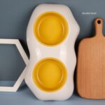 2 cuencos de yema de huevo para mascotas, cuenco antigolpes para perros y gatos, estilo:, Double Bowl - Imagen 2