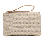 Bolso de playa de verano con monedero de embrague de paja para mujer, Cream