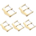 10 accesorios de reloj con hebilla de acero inoxidable chapado en IP., Gold 14mm