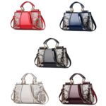 Bolso de cuero brillante bordado de un solo lado para mujer, Rojo, Azul, Negro, Rice-white, Red Wine - Imagen 2