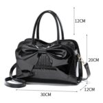 8111 Bolso de mano de piel con lazo brillante para mujer, Amarillo, Red Wine, Caqui, Azul, Negro, Verde claro, Rosado - Imagen 3