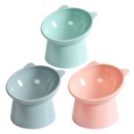 2 uds. Tazón de comida de boca inclinada Cervical con protección alta para mascotas, tazón de plástico antivuelco para gatos, Blue - Imagen 2