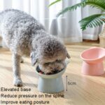 2 uds. Tazón de comida de boca inclinada Cervical con protección alta para mascotas, tazón de plástico antivuelco para gatos, Pink - Imagen 6
