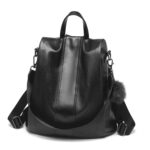 TFZ468 Mochila vintage de piel sintética para mujer, Negro, Caqui