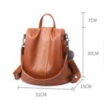 TFZ468 Mochila vintage de piel sintética para mujer, Negro, Caqui - Imagen 3