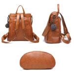 TFZ468 Mochila vintage de piel sintética para mujer, Negro, Caqui - Imagen 4