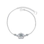 XRA002 Pulsera de hierba de cuatro hojas Pulsera de diamantes de moissanita de plata 925, XRA002