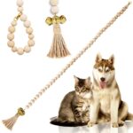 Timbre para perros Entrenador de perros Cuerda colgante Juguete divertido para gatos, estilo:, Wooden Beads Gold - Imagen 2