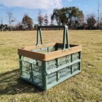 Cesta de picnic plegable Cesta de compras de supermercado, tamaño: 25x30.5x44cm, Green Coffee, Blue Gray, Coffee With Beige