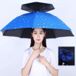 Sombrero de paraguas de pesca de doble capa Protector solar para exteriores y sombrero de paraguas plegable a prueba de lluvia, 95 Blue Vinyl (Rubber Sleeve)