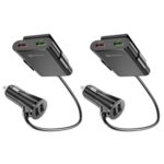 2 uds QC3.0 cuatro puertos rápido 5V 8A cargador de coche cargador de asiento trasero, 2PCS+Black