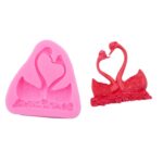 2 pcs doble cisne rosa bricolaje pastel de horno de fondant molde de silicona líquido