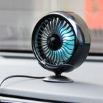 Ventilador de luces coloridas USB multifunción para salpicadero de vehículo F102, Negro, Plata - Imagen 4
