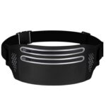 Bolsa de cintura delgada con cuerpo de lycra impermeable para deportes con cremallera doble para exteriores, Negro, Azul de Menta, Gris, Roja de rosa, Verde