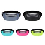 Bolsa de cintura delgada con cuerpo de lycra impermeable para deportes con cremallera doble para exteriores, Negro, Azul de Menta, Gris, Roja de rosa, Verde - Imagen 2
