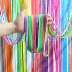 1x2.5M Color de empalme Cortina de lluvia Fiesta de cumpleaños Arreglo sorpresa Accesorios, 1x2.5M