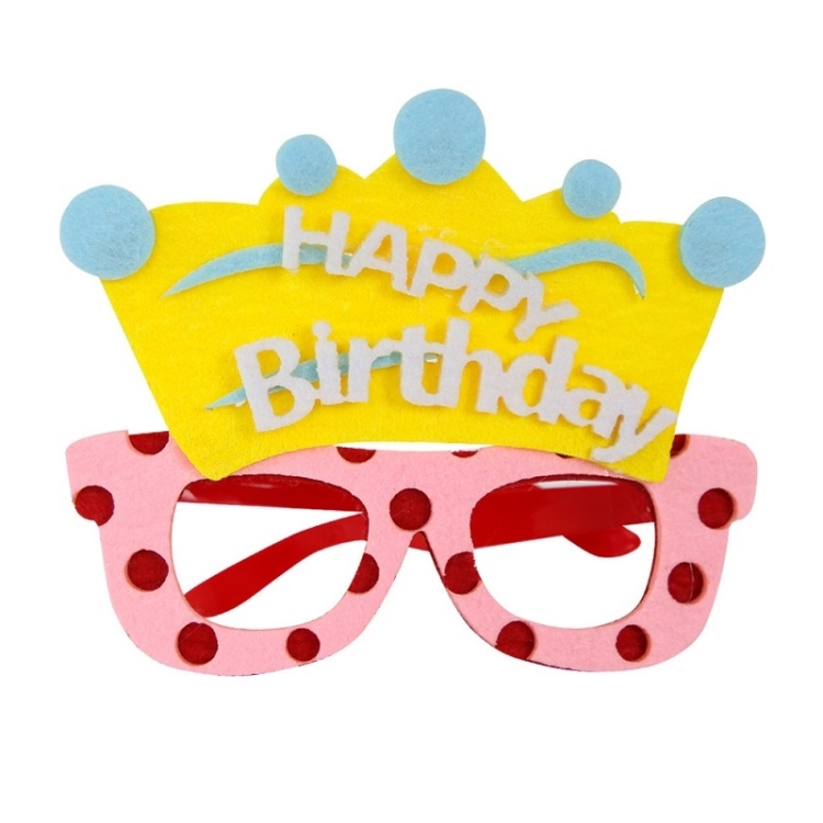 TBD0602492701.jpg 2 piezas de gafas divertidas para fiesta de cumpleaños, decoración de dibujos animados, accesorios para fotos, forma:, Happy Birthday Dot - Imagen 1