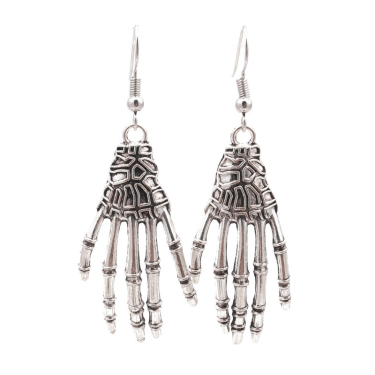 TBD0602492801.jpg 4 pares de pendientes de personajes de Halloween, adornos navideños de aleación, estilo:, Silver Claw - Imagen 1