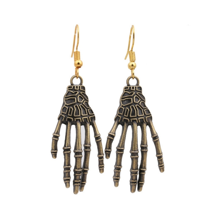 TBD0602492802.jpg 4 pares de pendientes de personajes de Halloween, adornos navideños de aleación, estilo:, Gold Claw - Imagen 1
