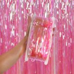 Fondo de foto de decoración de fiesta festiva de cortina de lluvia de caramelo de 2 piezas, 1x2M Pink