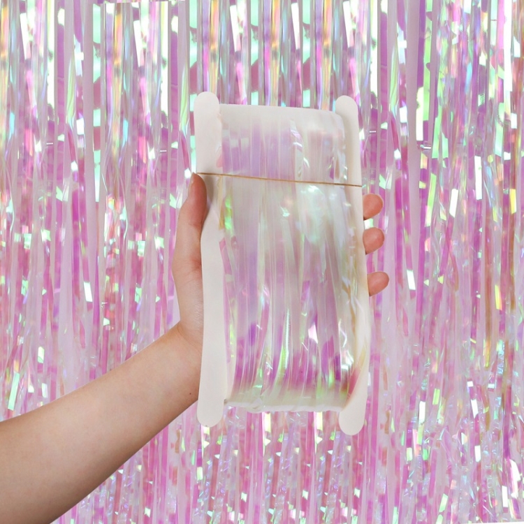 TBD0602493106.jpg Fondo de foto de decoración de fiesta festiva de cortina de lluvia de caramelo de 2 piezas, 1x2M Transparent - Imagen 1