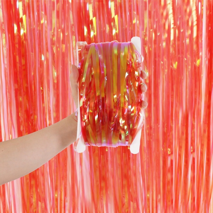 TBD0602493108.jpg Fondo de foto de decoración de fiesta festiva de cortina de lluvia de caramelo de 2 piezas, 1x3M Orange Red - Imagen 1