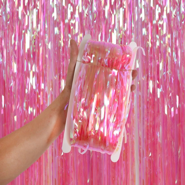 TBD0602493111.jpg Fondo de foto de decoración de fiesta festiva de cortina de lluvia de caramelo de 2 piezas, 1x3M Pink - Imagen 1