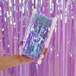 Fondo de foto de decoración de fiesta festiva de cortina de lluvia de caramelo de 2 piezas, 1x3M Purple