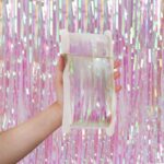 Fondo de foto de decoración de fiesta festiva de cortina de lluvia de caramelo de 2 piezas, 1x3M Transparent