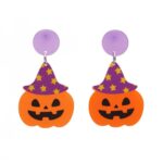 4 pares de pendientes de acrílico de Halloween, joyería festiva con personalidad, estilo:, E000165 Star Hat