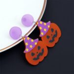 4 pares de pendientes de acrílico de Halloween, joyería festiva con personalidad, estilo:, E000165 Star Hat - Imagen 2
